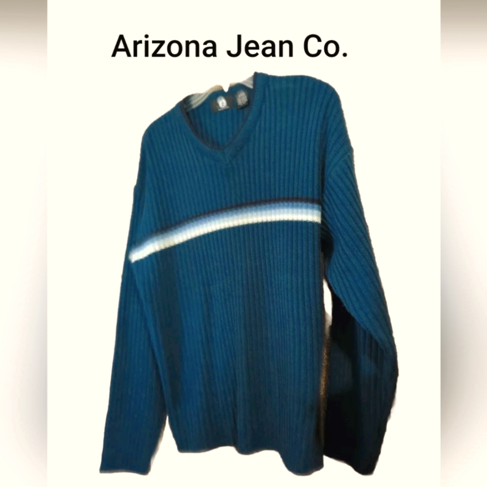 ARIZONA Jean Company Men's Blue Sweater w Blue/White/Black Strips Size L